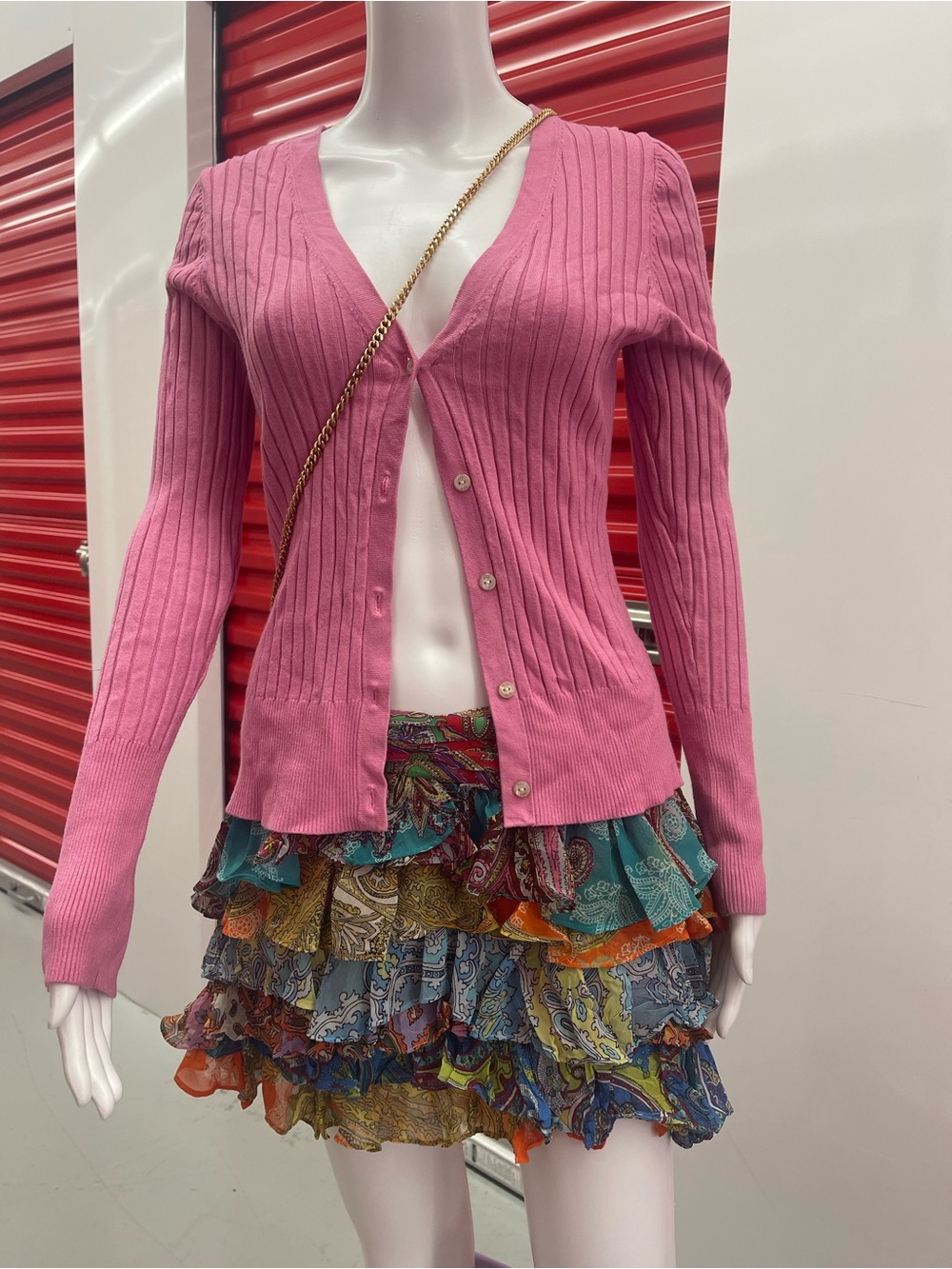 525 America Pink Ribbed cardigan Top